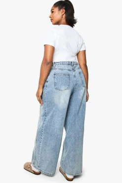boohoo Jean Plus à taille réglable et jambe large<Femme Denim|Jeans