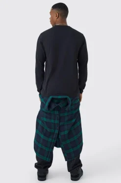 Jean Rigid Décontracté avec Chemise à Carreaux Amovible