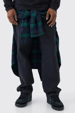 Jean Rigid Décontracté avec Chemise à Carreaux Amovible