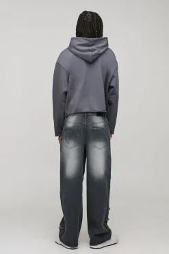 boohooMAN Jeans ample avec appliqué croisé sur tout le vêtement<Homme Jeans Grande Taille|Denim