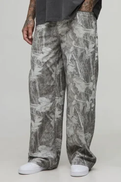 Jeans ample délavé camouflage grande taille