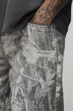 Jeans ample délavé camouflage grande taille