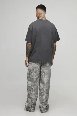 Jeans ample délavé camouflage grande taille