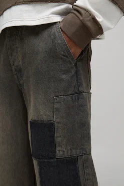 boohooMAN Jeans baggy en patchwork, lavé et usé<Homme Denim|Denim