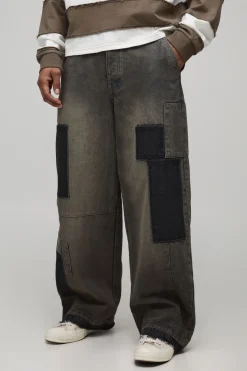 boohooMAN Jeans baggy en patchwork, lavé et usé<Homme Denim|Denim