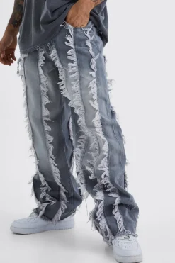 boohooMAN Jeans baggy rigides à bord effiloché<Homme Denim|Denim
