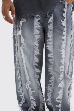 boohooMAN Jeans baggy rigides à bord effiloché<Homme Denim|Denim
