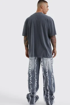 boohooMAN Jeans baggy rigides à bord effiloché<Homme Denim|Denim