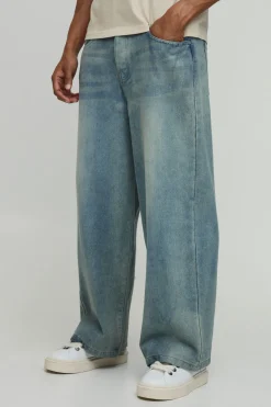 Jeans baggy rigides délavés