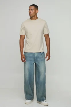 Jeans baggy rigides délavés