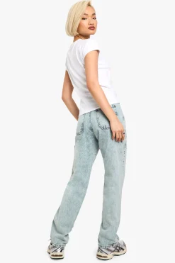 Jeans Cargo Acid Wash Coupe Droite