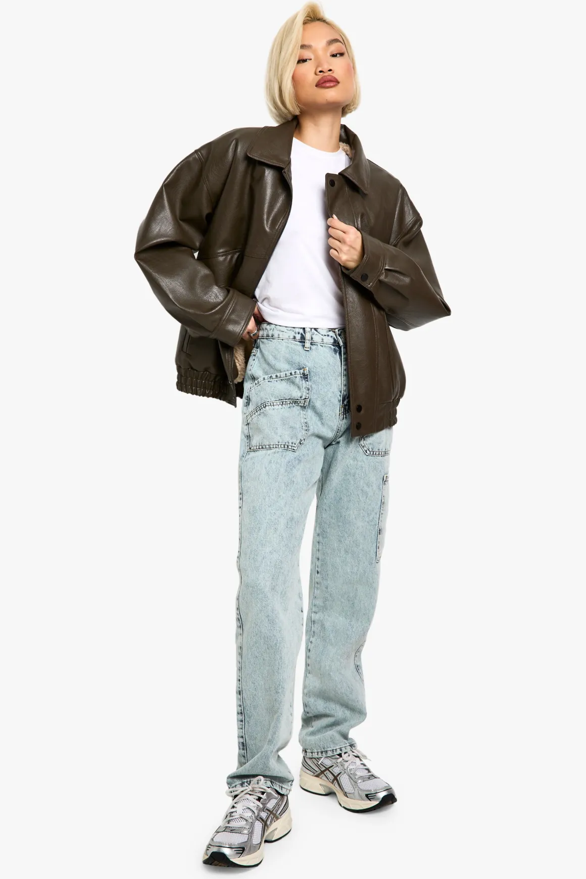 Jeans Cargo Acid Wash Coupe Droite