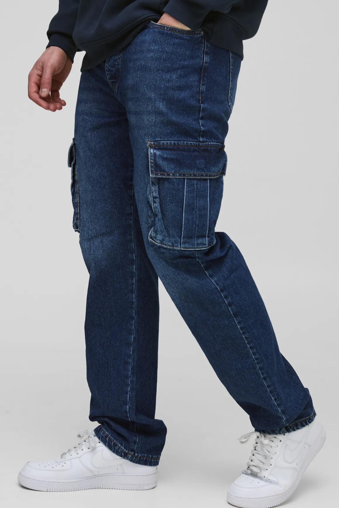 Jeans cargo droits, rigides et pour grandes tailles