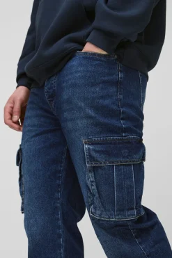 Jeans cargo droits, rigides et pour grandes tailles
