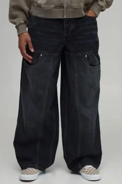 boohooMAN Jeans Carpenter à coupe ample, lavés et à panneaux<Homme Denim|Denim