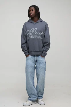 Jeans à coupe décontractée ornés de strass transparents sur toute la surface