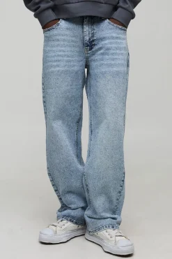 Jeans à coupe décontractée ornés de strass transparents sur toute la surface