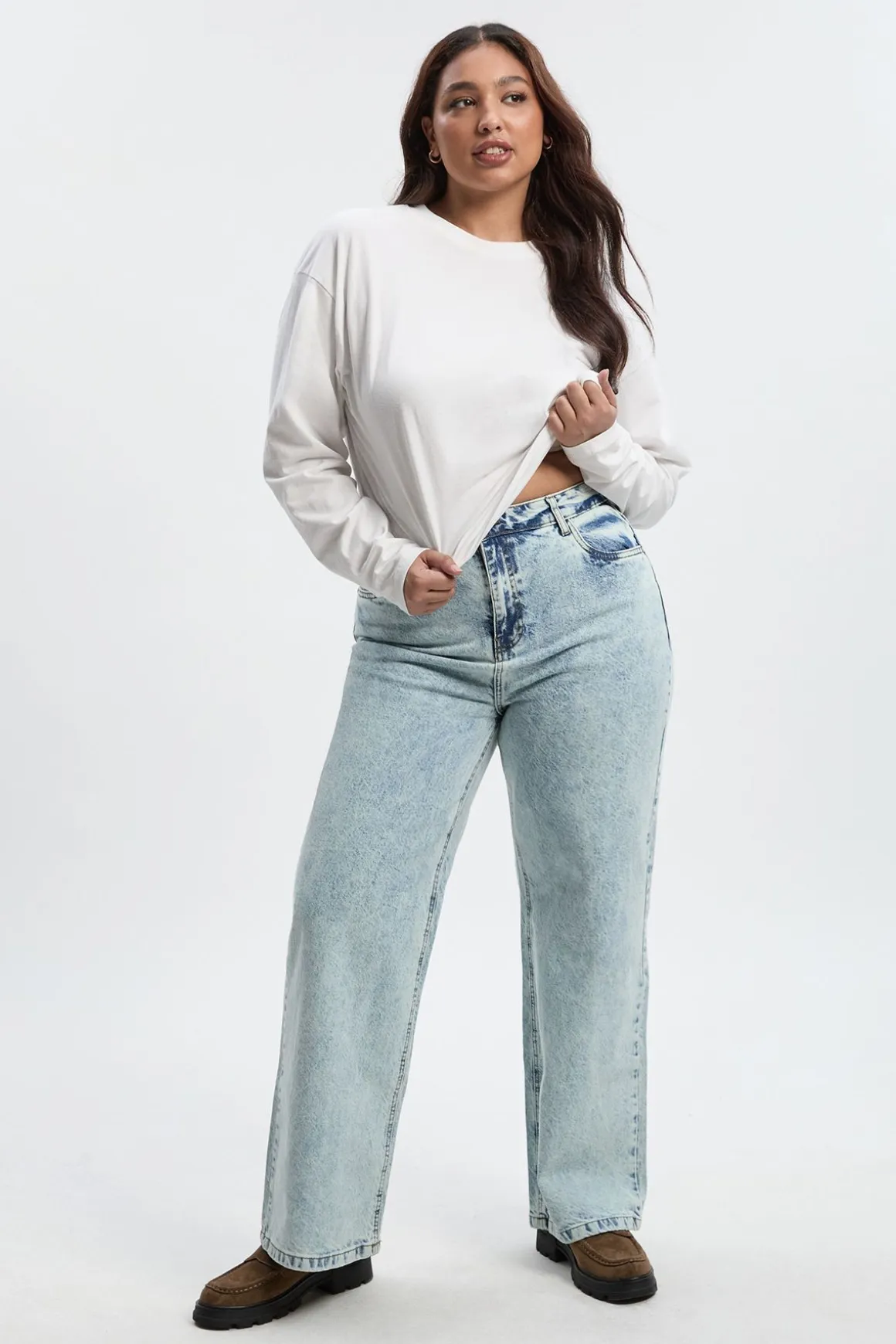 Jean Sculptant Fessiers Taille Haute Plus, Jambe Large