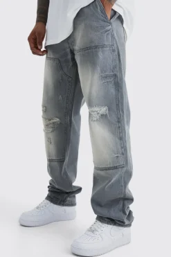 Jeans de charpentier décontracté, rigide, lavé sale