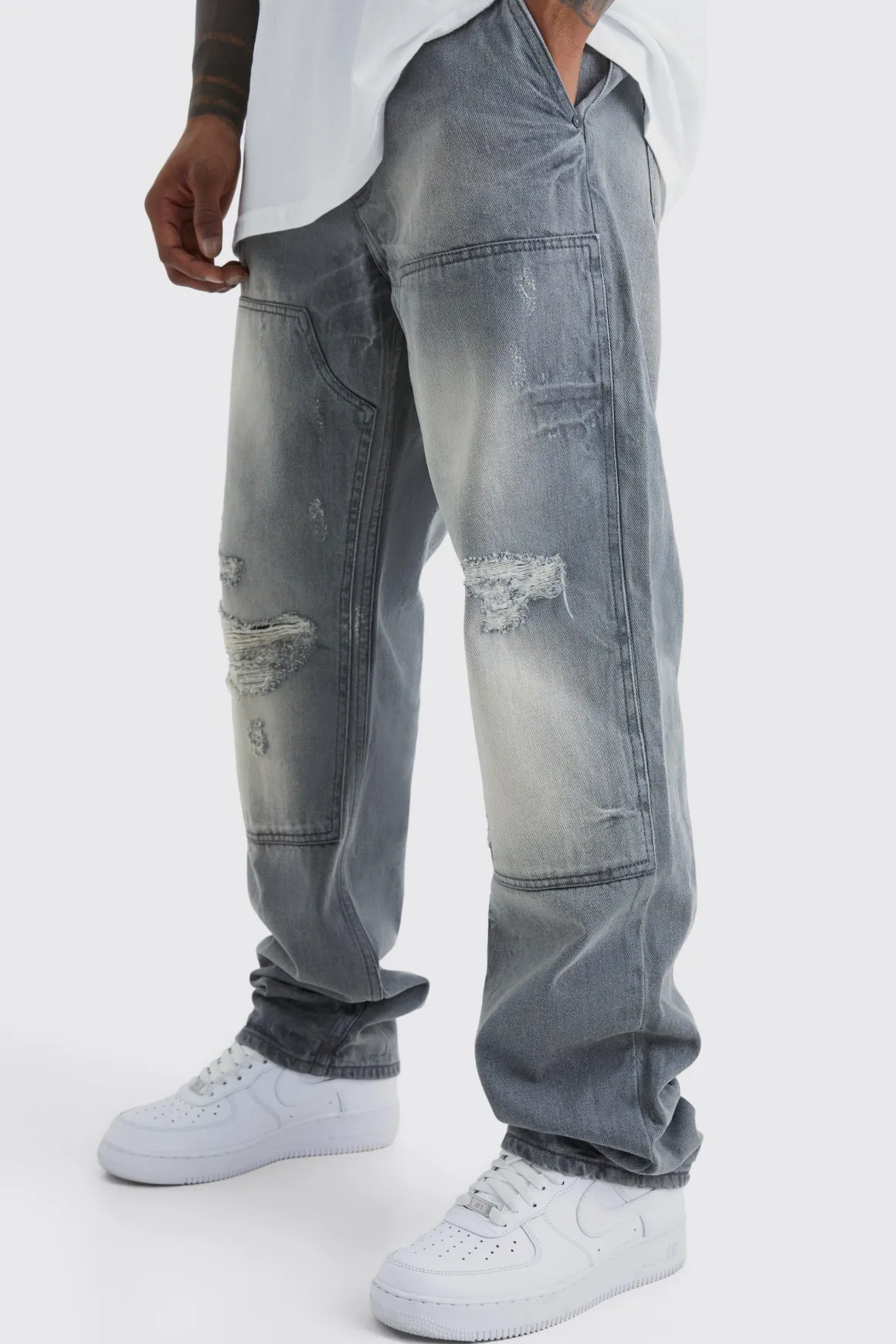 Jeans de charpentier décontracté, rigide, lavé sale
