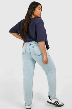 boohoo Jeans de Maman Acid Wash Clair Plus<Femme Denim|Jeans