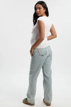 Jeans de maternité avec panneau au-dessus du ventre – Coupe droite