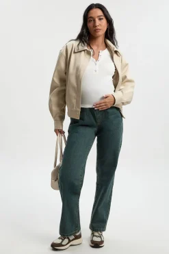 boohoo Jeans de maternité à jambes droites portés par-dessus le ventre<Femme Denim|Jeans