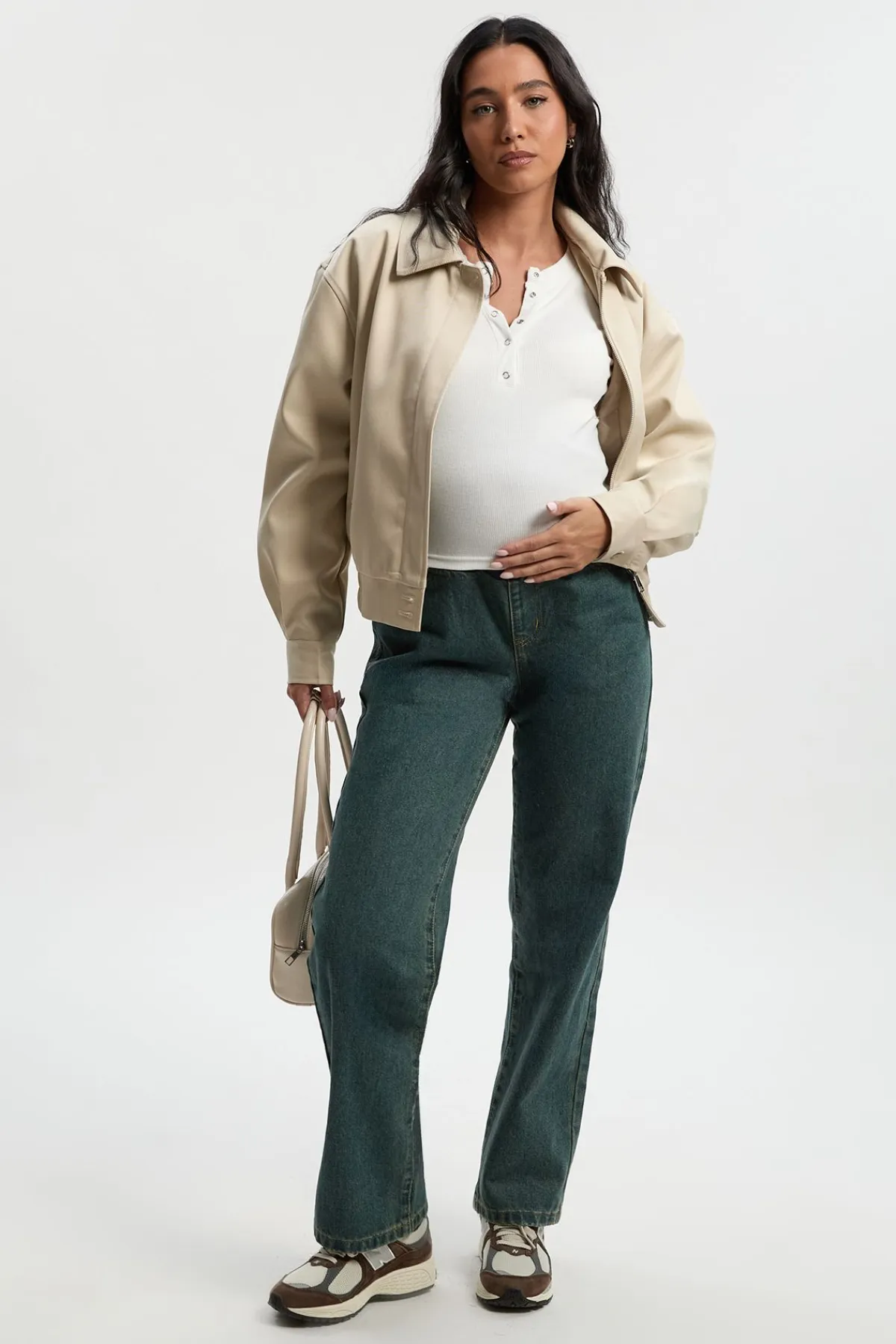 boohoo Jeans de maternité à jambes droites portés par-dessus le ventre<Femme Denim|Jeans