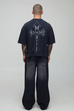 boohooMAN Jeans délavés à la coupe baggy ornés de strass<Homme Denim|Denim