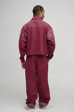 boohooMAN Jeans délavés s, coupe décontractée, à ceinture et ornements en strass<Homme Ensembles|Denim