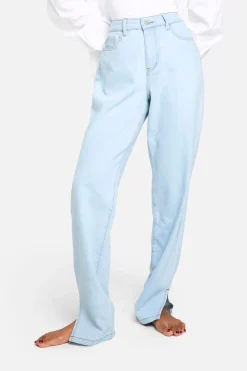 Jeans droits taille haute à ourlet fendu Boohoo Basics