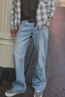boohooMAN Jeans droits évasés ornés de strass<Homme Denim|Denim