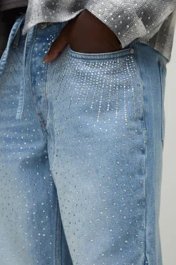 boohooMAN Jeans droits évasés ornés de strass<Homme Denim|Denim