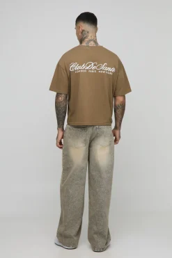 boohooMAN Jeans en denim délavé, teinté, rigide, ample pour grandes tailles<Homme Denim|Tout Afficher