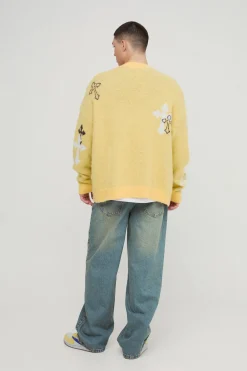 Jeans en denim lavé à broderies décontractées et rigides