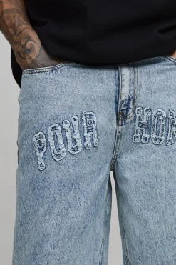 boohooMAN Jeans grande taille Acid Wash à appliqué, coupe décontractée<Homme Denim|Tout Afficher