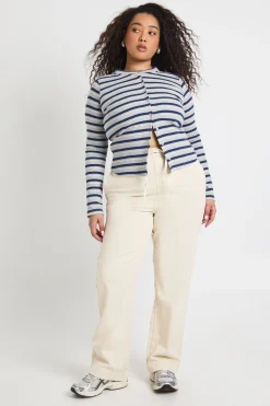 Jeans grande taille à taille élastique avec cordon de serrage et jambes larges