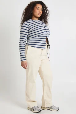 Jeans grande taille à taille élastique avec cordon de serrage et jambes larges