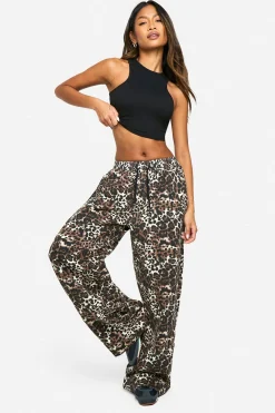 boohoo Jeans à imprimé , taille élastiquée, jambes larges<Femme Imprimé Léopard|Denim