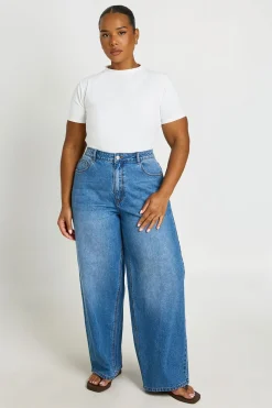 Jean Skater Ample Taille Mi-haute Grande Taille