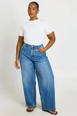 Jean Skater Ample Taille Mi-haute Grande Taille