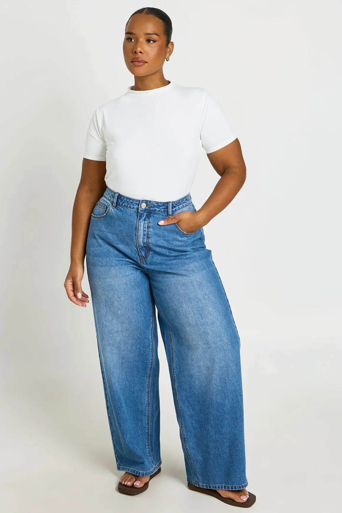 Jean Skater Ample Taille Mi-haute Grande Taille