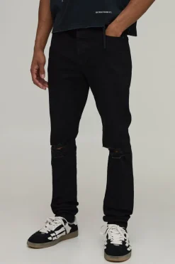 boohooMAN Jean Skinny Déchiré Aux Genoux<Homme Denim|Denim