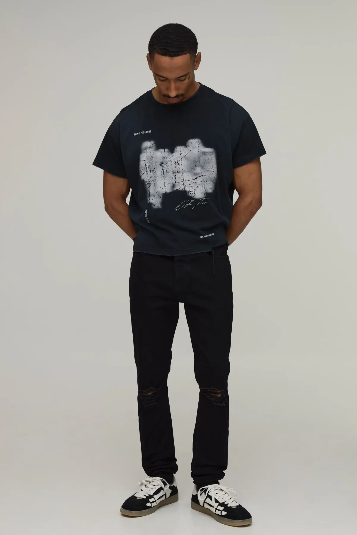 boohooMAN Jean Skinny Déchiré Aux Genoux<Homme Denim|Denim