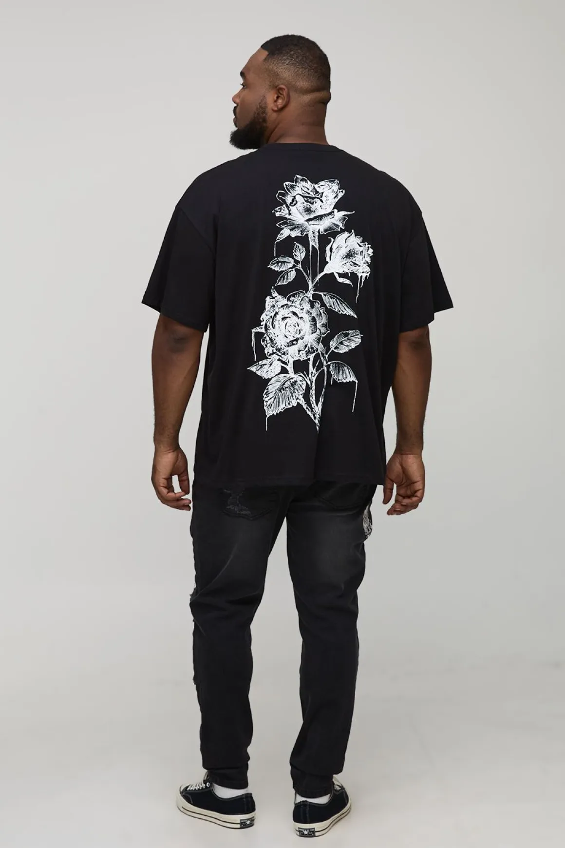 Jean skinny déchiré à broderies florales Plus Floral