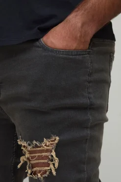 Jean Skinny Déchiré À Empiècement Brodé Coupe Ajustée