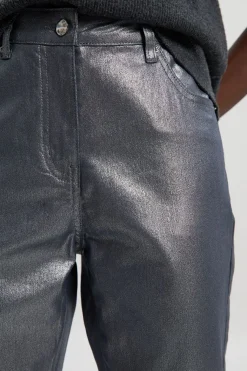 Jean Skinny en Denim à Revêtement Métallisé