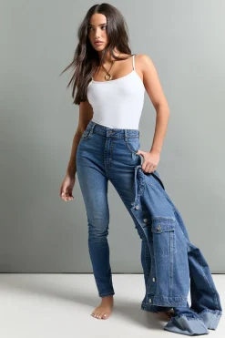 Jean Skinny Petite à Taille Haute qui Galbe les Fesses
