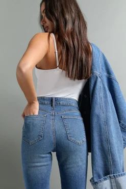 Jean Skinny Petite à Taille Haute qui Galbe les Fesses