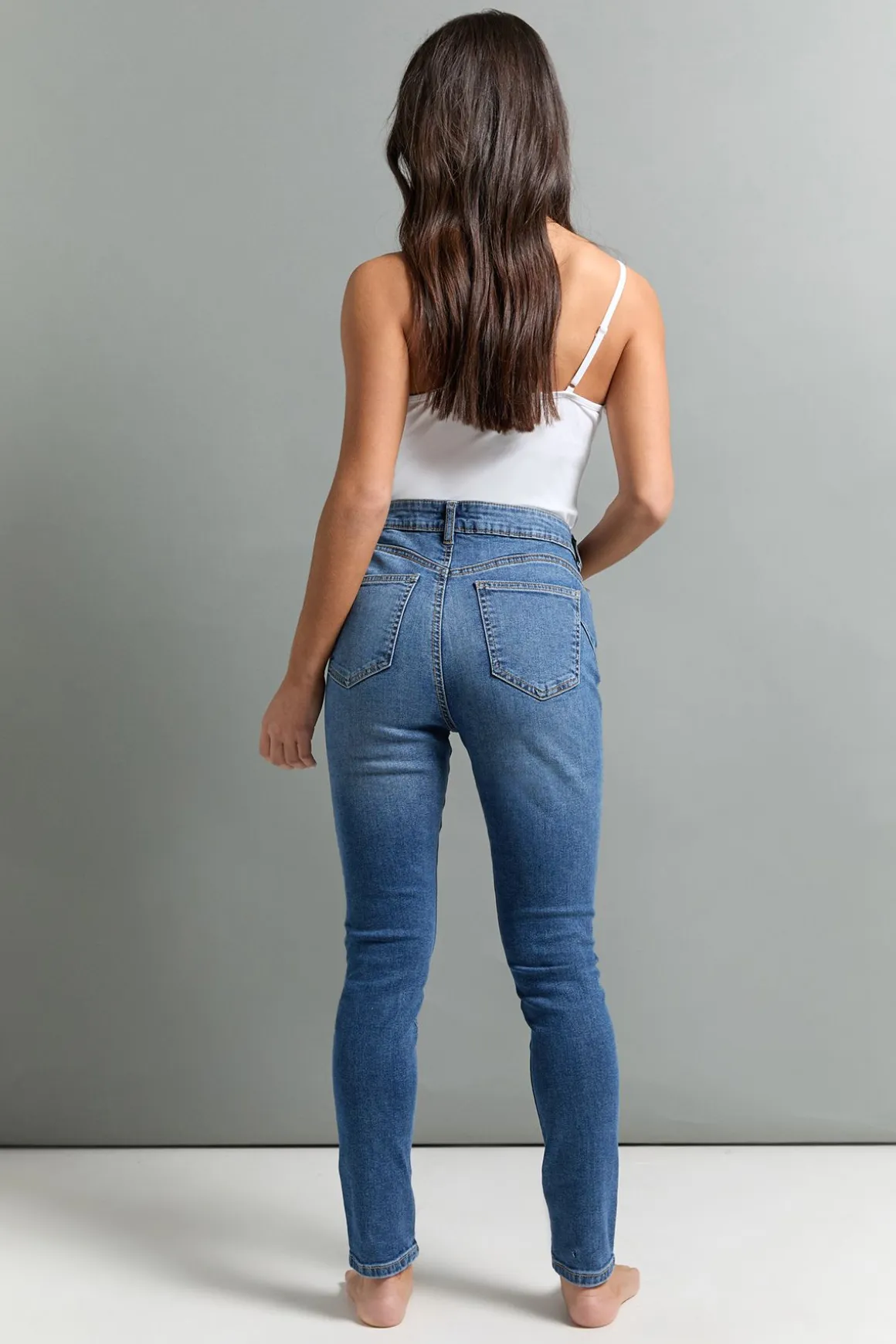 Jean Skinny Petite à Taille Haute qui Galbe les Fesses